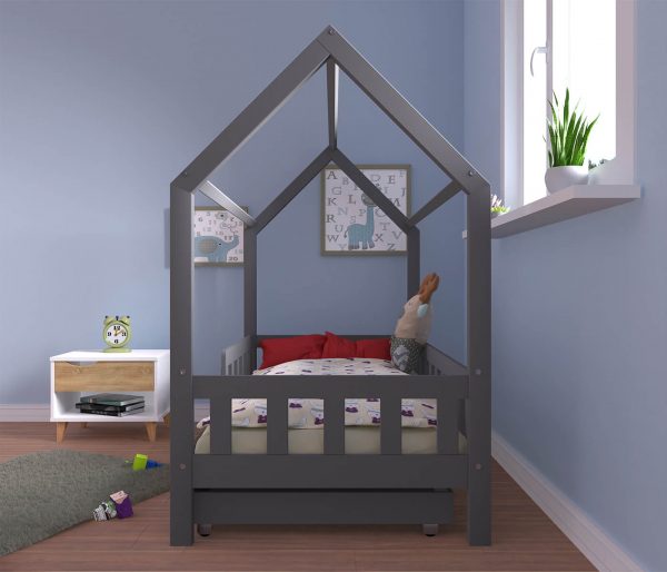 Łóżko dla dziewczynki domek drewniany