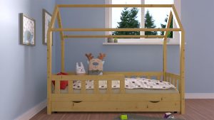 drewniane łóżko dla dziewczynki