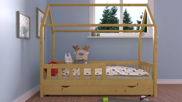 Łóżko domek dla dziecka z szufladą i materacem